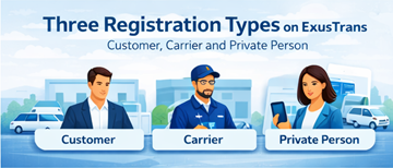 Три типа регистрации аккаунта в ExusTrans для лучшего пользовательского опыта и организации транспортного маркетплейса